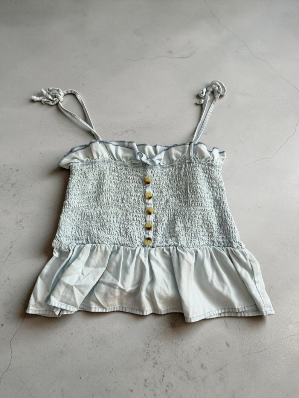 HARPER HERITAGE Light Blue Smocked Peplum Tank Top Size Small